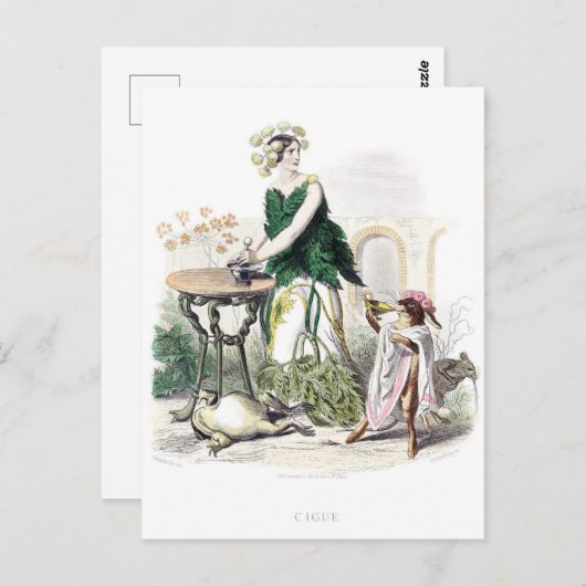 Blume personifiziert postkarte (Vorne/Hinten)