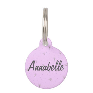 Blume Pet ID Tag Personalisiert Name Violett Haustiermarke