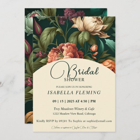 Blume Petals Bridal Dusche Einladung (Vorne/Hinten)