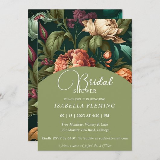 Blume Petals Bridal Dusche Einladung (Vorne/Hinten)