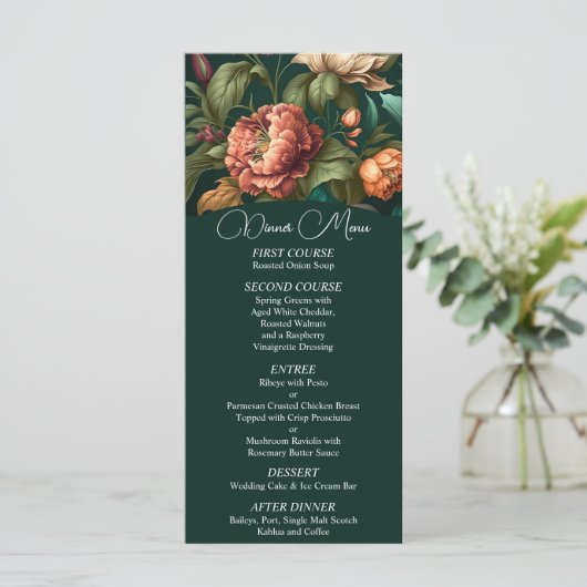 Blume Petals Wedding Menu Menükarte (Stehend Vorderseite)