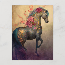 Blume Pferd Postkarte