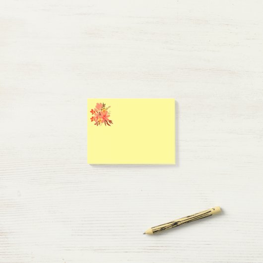 Blume Pfirsich und Gelb Post-it Klebezettel (Auf Schreibtisch)