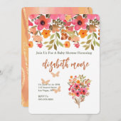 Blume Pfirsich und Rosa Garten Einladung (Vorne/Hinten)
