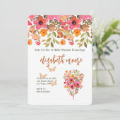 Blume Pfirsich und Rosa Garten Einladung (Stehend Vorderseite)