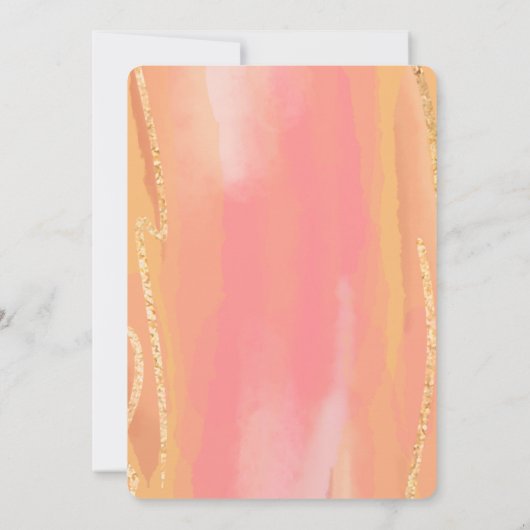 Blume Pfirsich und Rosa Garten Einladung (Rückseite)