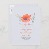 Blume pfirsichfarben Save the Date Ankündigungspostkarte (Vorne/Hinten)