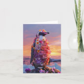 Blume Pinguin Card Dankeskarte (Vorderseite)