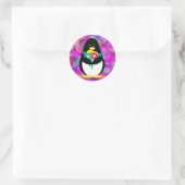 Blume Pinguin Runder Aufkleber (Tasche)