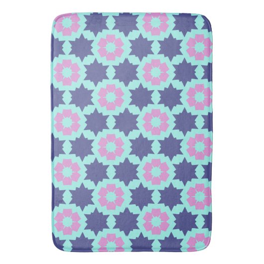 Blume Pink Blaue Blume Muster Badematte (Vorderseite Vertikal)