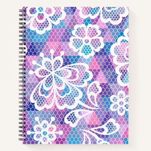 Blume Pink Blue Spiral Notebook Notizblock (Vorderseite)