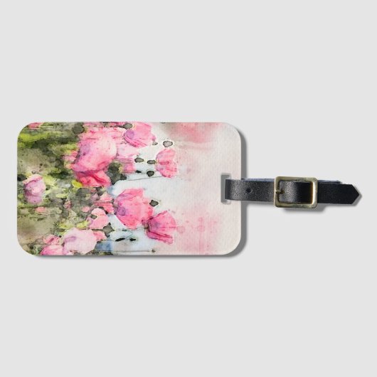 Blume Pink Floral Gepäckanhänger (Vorderseite (Horizontal))