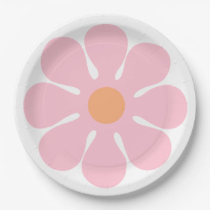 Blume Pink Groovy Geburtstag Retro Party Pappteller