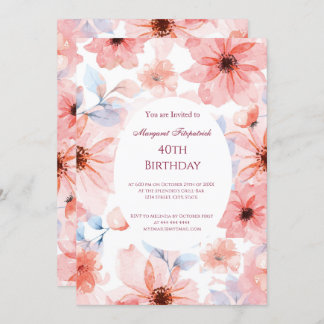 Blume pink jede Geburtstagspartei Einladung