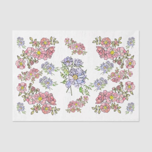Blume Pink & Lavendel+ Dekoupage Tissue Paper Seidenpapier (Vorderseite)