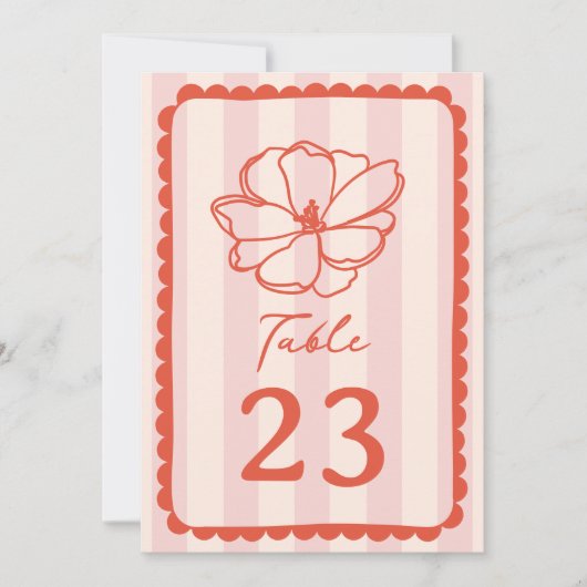 Blume Pink Stripe Wedding Einladung (Vorderseite)