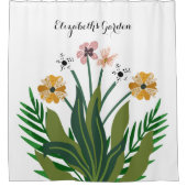 Blume Pink Yellow Watercolor Bouquet Duschvorhang (Vorderseite)