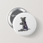 Blume Pitbull - I Liebe Mama Hippie Dog Pitbull Button (Vorne & Hinten)