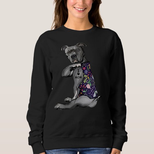 Blume Pitbull I Liebe Mama Pitbull Tattoo Mütter D Sweatshirt (Vorderseite)