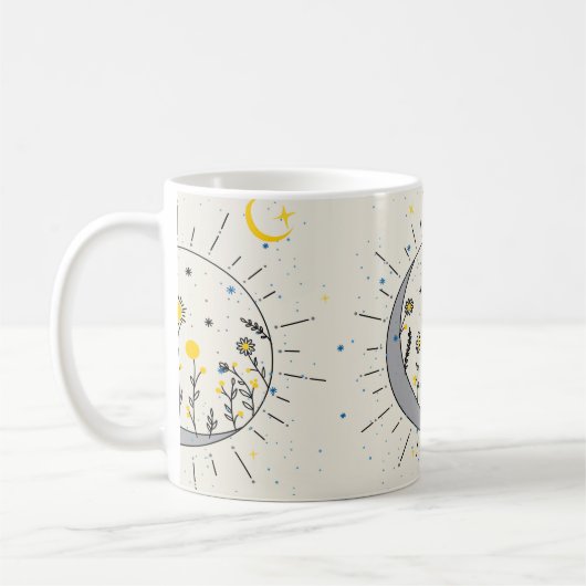 Blume planen Sonne und Mondgrafik Kaffeetasse (Links)