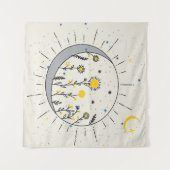 Blume planen Sonne und Mondgrafik Wandteppich (Vorderseite (Horizontal))