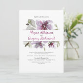 Blume Plum Watercolor Romantische Gartenhochzeit Einladung (Stehend Vorderseite)