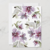 Blume Plum Watercolor Romantische Gartenhochzeit Einladung (Rückseite)