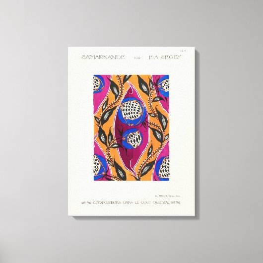 Blume Pochoir Muster im Jugendstil Leinwanddruck (Vorderseite)