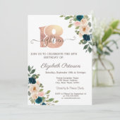 Blume Polka Dots 18. Geburtstag Einladung (Stehend Vorderseite)