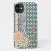 Blume, Polka Dots & Lace (grün) Case-Mate iPhone Hülle (Rückseite)