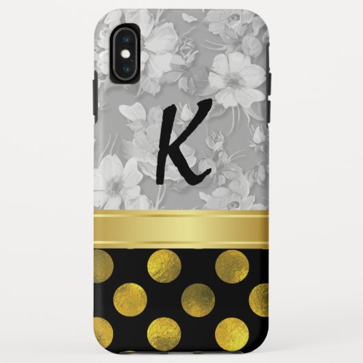 Blume Polka Dots Muster mit Monogramm Case-Mate iPhone Hülle (Rückseite)