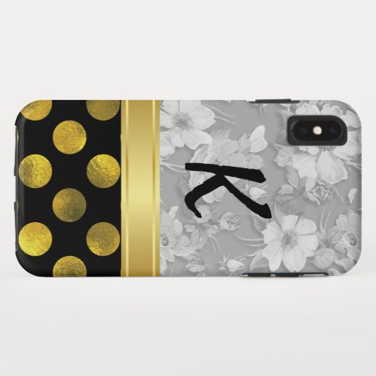 Blume Polka Dots Muster mit Monogramm Case-Mate iPhone Hülle (Rückseite (Horizontal))