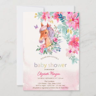 Blume Pony Horse Baby Dusche Einladung