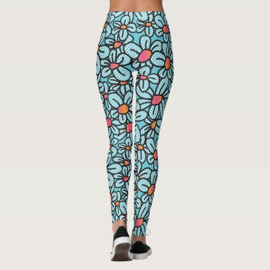 Blume Pop (Aqua) Leggings (Rückseite)
