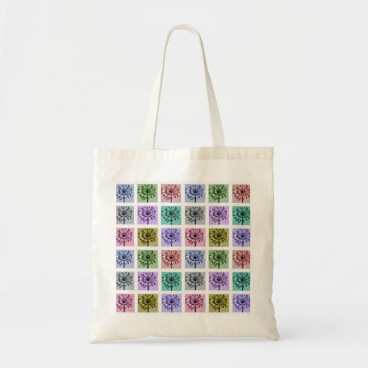 Blume Pop Art Squares-Muster Tragetasche (Vorne)