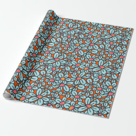 Blume Pop Orange Wrapping Paper Geschenkpapier