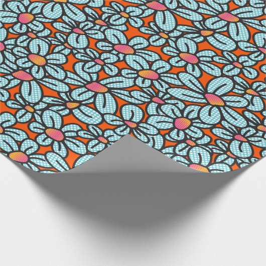 Blume Pop Orange Wrapping Paper Geschenkpapier (Ecke)