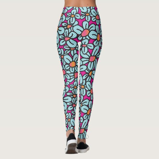 Blume Pop (rosa) Leggings (Rückseite)