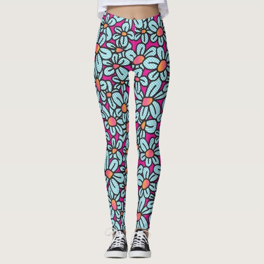 Blume Pop (rosa) Leggings (Vorderseite)