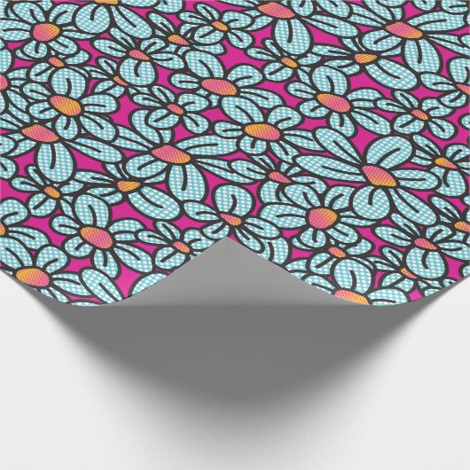 Blume Pop Rosa Wrapping Paper Geschenkpapier (Ecke)