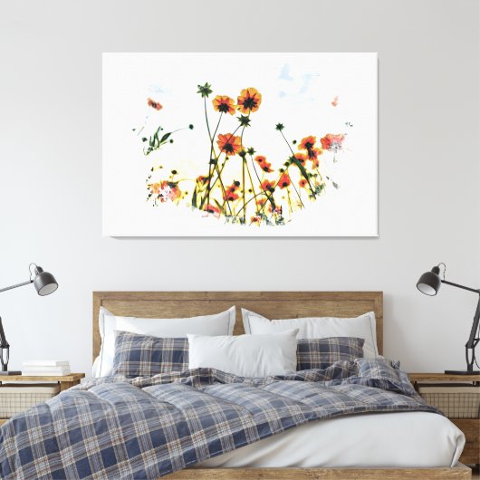 *~* Blume Poppy Field Floral AR9 Canvas Print Leinwanddruck (Insitu (Schlafzimmer))