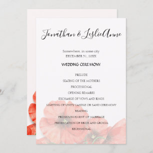 Blume Poppy Hochzeitsprogramm L2 Einladung