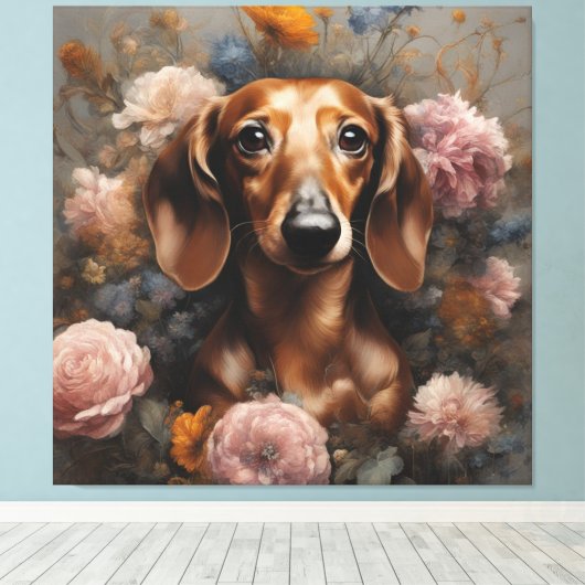 Blume Portraits von Hunden 1 Leinwanddruck (Insitu (Holzboden))