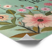 Blume-Poster für Folkloregie in Aquamarin Poster (Ecke)