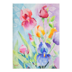 Blume Poster Iris und Tulissen Aquarell