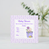BLUME POT BABY SHOWER EINLADUNG Lila (Stehend Vorderseite)