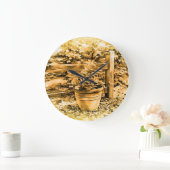 Blume Pot by the Fence Wall Clock Große Wanduhr (Zuhause)