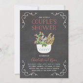 Blume Pot Chalkboard Couple Dusche Einladung (Vorderseite)