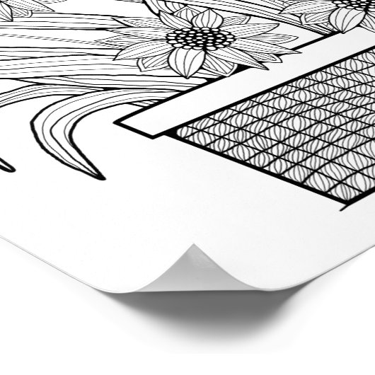 Blume Pot Coloring Page Art Poster (Ecke)