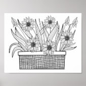 Blume Pot Coloring Page Art Poster (Vorne)